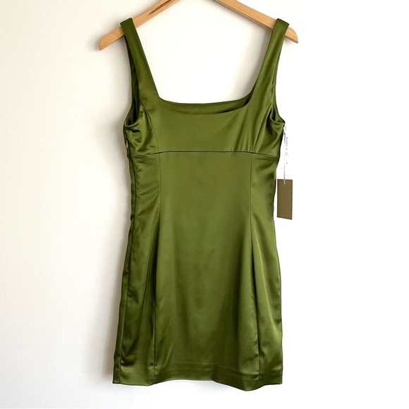 Aritzia Wilfred Shine Satin Mini Dress in Succulent Green NWT - Picture 5 of 12